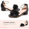 image:imageDADAWEN Girls Dress Shoes Sandals Open Toe Chunky Low Heels Pearls Ankle Strap Flower Girl Wedding Party Shoes for Toddler Little Big KidBlack