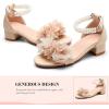 image:imageDADAWEN Girls Dress Shoes Sandals Open Toe Chunky Low Heels Pearls Ankle Strap Flower Girl Wedding Party Shoes for Toddler Little Big KidNude
