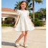image:imageDADAWEN Girls Dress Shoes Sandals Open Toe Chunky Low Heels Pearls Ankle Strap Flower Girl Wedding Party Shoes for Toddler Little Big KidWhite
