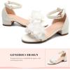 image:imageDADAWEN Girls Dress Shoes Sandals Open Toe Chunky Low Heels Pearls Ankle Strap Flower Girl Wedding Party Shoes for Toddler Little Big KidWhite