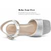 image:imageDADAWEN Girls Sandals High Heels Sparkly Rhinestone Dress Shoes Ankle Buckle Strap Square Toe Flower Girl Wedding Party Shoes for Toddler Little Big KidSilver