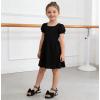 image:imageDADAWEN Girls Sandals Low Heels Dress Shoes Ankle Pearls Strap Open Toe Bowknot Princess Sandals Summer Flower Girl Shoes Toddler Little Big KidBlack