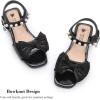 image:imageDADAWEN Girls Sandals Low Heels Dress Shoes Ankle Pearls Strap Open Toe Bowknot Princess Sandals Summer Flower Girl Shoes Toddler Little Big KidBlack