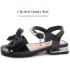 image:imageDADAWEN Girls Sandals Low Heels Dress Shoes Ankle Pearls Strap Open Toe Bowknot Princess Sandals Summer Flower Girl Shoes Toddler Little Big KidBlack
