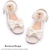 image:imageDADAWEN Girls Sandals Low Heels Dress Shoes Ankle Pearls Strap Open Toe Bowknot Princess Sandals Summer Flower Girl Shoes Toddler Little Big KidCream White