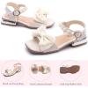 image:imageDADAWEN Girls Sandals Low Heels Dress Shoes Ankle Pearls Strap Open Toe Bowknot Princess Sandals Summer Flower Girl Shoes Toddler Little Big KidCream White