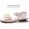 image:imageDADAWEN Girls Sandals Low Heels Dress Shoes Ankle Pearls Strap Open Toe Bowknot Princess Sandals Summer Flower Girl Shoes Toddler Little Big KidCream White