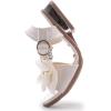 image:imageDADAWEN Girls Sandals Low Heels Dress Shoes Ankle Pearls Strap Open Toe Bowknot Princess Sandals Summer Flower Girl Shoes Toddler Little Big KidCream White