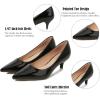 image:imageDADAWEN Womens Dress Shoes Comfortable Low Heels Closed Pointed Toe Kitten Heel Pumps for Party Wedding Work Office BusinessBlack Patent