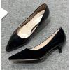 image:imageDADAWEN Womens Dress Shoes Comfortable Low Heels Closed Pointed Toe Kitten Heel Pumps for Party Wedding Work Office BusinessBlack Patent