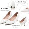 image:imageDADAWEN Womens Dress Shoes Comfortable Low Heels Closed Pointed Toe Kitten Heel Pumps for Party Wedding Work Office BusinessWhite Patent