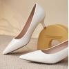 image:imageDADAWEN Womens Dress Shoes Comfortable Low Heels Closed Pointed Toe Kitten Heel Pumps for Party Wedding Work Office BusinessWhite Patent