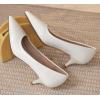 image:imageDADAWEN Womens Dress Shoes Comfortable Low Heels Closed Pointed Toe Kitten Heel Pumps for Party Wedding Work Office BusinessWhite Patent