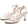 image:imageDADAWEN Womens Dressy Strappy 3 Inch Low Kitten Heel Open Toe Ankle Strap Sandals Dress Shoes for Woman Lady in Party Wedding Bridal Dance EveningWhite