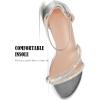 image:imageDADAWEN Womens Sparkly Rhinestone Strappy Heels Open Toe Ankle Buckle Strap Low Block Chunky Heels Dressy Sandals for Wedding PartySilver