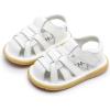 image:imageDADAWEN Baby Toddler Girls Boys Leather Closed Toe Athletic Sandals Lightweight NonSlip Soft Rubber Sole Summer Outdoor Sandals Walking ShoesWhite