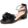 image:imageDADAWEN Girls Dress Shoes Sandals Open Toe Chunky Low Heels Pearls Ankle Strap Flower Girl Wedding Party Shoes for Toddler Little Big KidBlack
