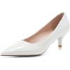 image:imageDADAWEN Womens Dress Shoes Comfortable Low Heels Closed Pointed Toe Kitten Heel Pumps for Party Wedding Work Office BusinessWhite Patent