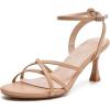 image:imageDADAWEN Womens Dressy Strappy 3 Inch Low Kitten Heel Open Toe Ankle Strap Sandals Dress Shoes for Woman Lady in Party Wedding Bridal Dance EveningNude