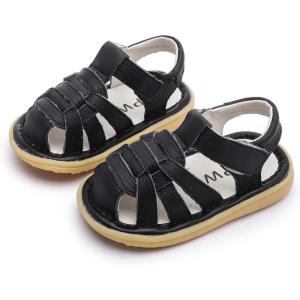 image:imageDADAWEN Baby Toddler Girls Boys Leather Closed Toe Athletic Sandals Lightweight NonSlip Soft Rubber Sole Summer Outdoor Sandals Walking ShoesBlack