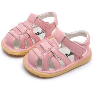 image:imageDADAWEN Baby Toddler Girls Boys Leather Closed Toe Athletic Sandals Lightweight NonSlip Soft Rubber Sole Summer Outdoor Sandals Walking ShoesPink