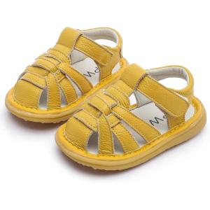 image:imageDADAWEN Baby Toddler Girls Boys Leather Closed Toe Athletic Sandals Lightweight NonSlip Soft Rubber Sole Summer Outdoor Sandals Walking ShoesYellow