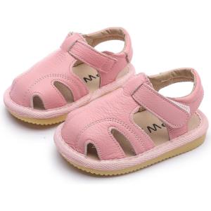 image:imageDADAWEN Boys Girls Leather ClosedToe Athletic Sandals Baby Toddler Summer Breathable Lightweight Soft Sole Outdoor Sandals Walking ShoesPink