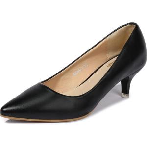 image:imageDADAWEN Womens Dress Shoes Comfortable Low Heels Closed Pointed Toe Kitten Heel Pumps for Party Wedding Work Office BusinessBlack Matte