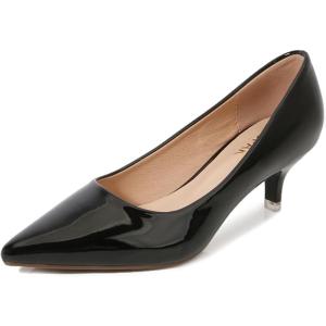 image:imageDADAWEN Womens Dress Shoes Comfortable Low Heels Closed Pointed Toe Kitten Heel Pumps for Party Wedding Work Office BusinessBlack Patent