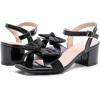 image:imageDADAWEN Womens Bow Heels Sandals Chunky Low Heels Open Square Toe Dressy Shoes Ankle Buckle Strap Sandals for Party WeddingBlack