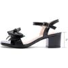 image:imageDADAWEN Womens Bow Heels Sandals Chunky Low Heels Open Square Toe Dressy Shoes Ankle Buckle Strap Sandals for Party WeddingBlack