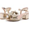 image:imageDADAWEN Womens Bow Heels Sandals Chunky Low Heels Open Square Toe Dressy Shoes Ankle Buckle Strap Sandals for Party WeddingGold