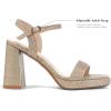 image:imageDADAWEN Womens Platform High Heels Block Chunky Square Open Toe Ankle Strap Heeled Sandals Fashion Wedding Party Evening Prom Dance Dress Pump Sandals ShoesGold