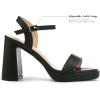 image:imageDADAWEN Womens Platform High Heels Block Chunky Square Open Toe Ankle Strap Heeled Sandals Fashion Wedding Party Evening Prom Dance Dress Pump Sandals ShoesBlack