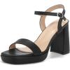 image:imageDADAWEN Womens Platform High Heels Block Chunky Square Open Toe Ankle Strap Heeled Sandals Fashion Wedding Party Evening Prom Dance Dress Pump Sandals ShoesBlack