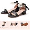 image:imageDADAWEN Girls Dress Shoes Open Toe Chunky Low Heels Sandals Bow Pearl Ankle Strap Flower Girl Wedding Party Shoes for Toddler Little Big KidBlack
