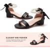 image:imageDADAWEN Girls Dress Shoes Open Toe Chunky Low Heels Sandals Bow Pearl Ankle Strap Flower Girl Wedding Party Shoes for Toddler Little Big KidBlack