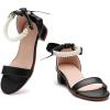 image:imageDADAWEN Girls Dress Shoes Open Toe Chunky Low Heels Sandals Bow Pearl Ankle Strap Flower Girl Wedding Party Shoes for Toddler Little Big KidBlack