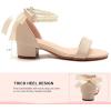 image:imageDADAWEN Girls Dress Shoes Open Toe Chunky Low Heels Sandals Bow Pearl Ankle Strap Flower Girl Wedding Party Shoes for Toddler Little Big KidNude