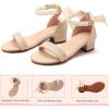 image:imageDADAWEN Girls Dress Shoes Open Toe Chunky Low Heels Sandals Bow Pearl Ankle Strap Flower Girl Wedding Party Shoes for Toddler Little Big KidNude