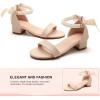 image:imageDADAWEN Girls Dress Shoes Open Toe Chunky Low Heels Sandals Bow Pearl Ankle Strap Flower Girl Wedding Party Shoes for Toddler Little Big KidNude