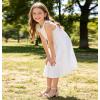 image:imageDADAWEN Girls Dress Shoes Open Toe Chunky Low Heels Sandals Bow Pearl Ankle Strap Flower Girl Wedding Party Shoes for Toddler Little Big KidNude