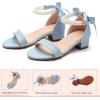 image:imageDADAWEN Girls Dress Shoes Open Toe Chunky Low Heels Sandals Bow Pearl Ankle Strap Flower Girl Wedding Party Shoes for Toddler Little Big KidSky Blue
