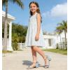 image:imageDADAWEN Girls Dress Shoes Open Toe Chunky Low Heels Sandals Bow Pearl Ankle Strap Flower Girl Wedding Party Shoes for Toddler Little Big KidSky Blue