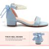 image:imageDADAWEN Girls Dress Shoes Open Toe Chunky Low Heels Sandals Bow Pearl Ankle Strap Flower Girl Wedding Party Shoes for Toddler Little Big KidSky Blue