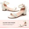 image:imageDADAWEN Girls Dress Shoes Open Toe Chunky Low Heels Sandals Bow Pearl Ankle Strap Flower Girl Wedding Party Shoes for Toddler Little Big KidWhite
