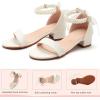 image:imageDADAWEN Girls Dress Shoes Open Toe Chunky Low Heels Sandals Bow Pearl Ankle Strap Flower Girl Wedding Party Shoes for Toddler Little Big KidWhite