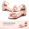 image:imageDADAWEN Girls Dress Shoes Sandals Chunky Low Heels Bow Pearl Ankle Strap Open Toe Flower Girl Wedding Party Shoes for Toddler Little Big KidPink