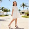 image:imageDADAWEN Girls Dress Shoes Sandals Chunky Low Heels Bow Pearl Ankle Strap Open Toe Flower Girl Wedding Party Shoes for Toddler Little Big KidWhite