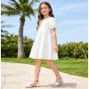 image:imageDADAWEN Girls Dress Shoes Sandals Chunky Low Heels Bow Pearl Ankle Strap Open Toe Flower Girl Wedding Party Shoes for Toddler Little Big KidWhite